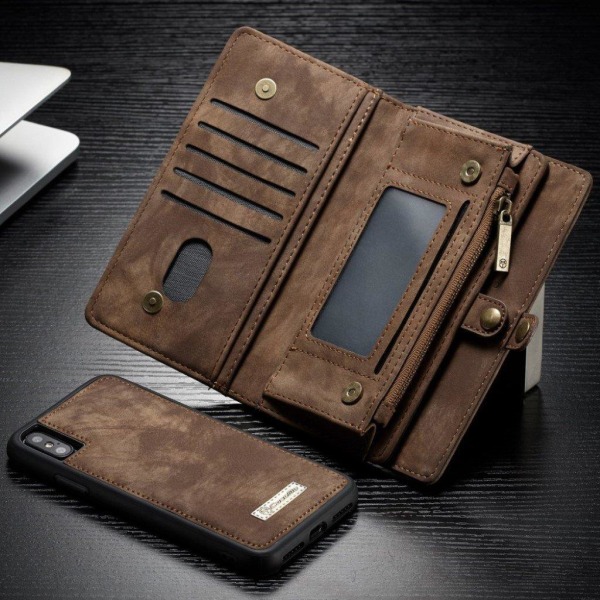 iPhone XS CASEME 2in1 haljais nahkainen lompakko suojakotelo mis Brown