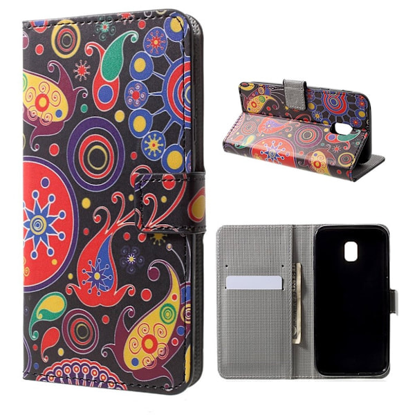 Samsung Galaxy J3 (2017) Holdbart læder etui - Mange farvet blomster Multicolor