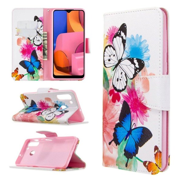 Wonderland Samsung Galaxy A21 flip etui - Sommerfugle Multicolor