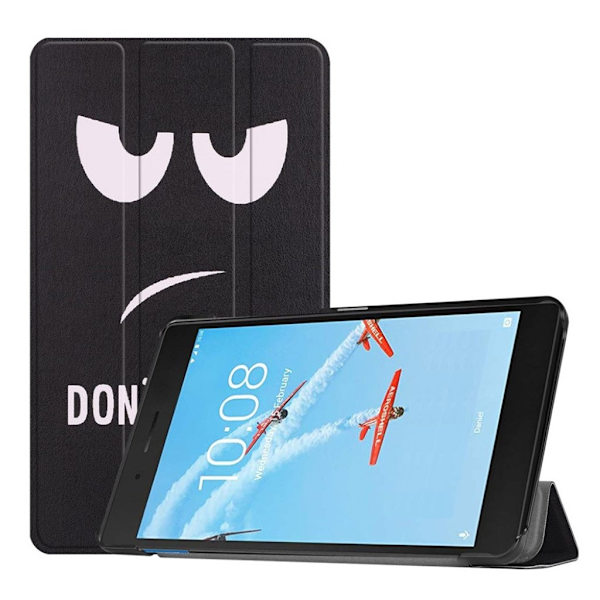 Lenovo Tab E7 mønstret tre-fold læderetui - Do Not Touch Me Multicolor