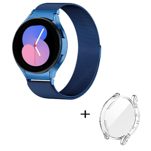 Samsung Galaxy Watch 5 (44mm) klockarmband i rostfritt stål med genomskinligt hölje - Blå Blå