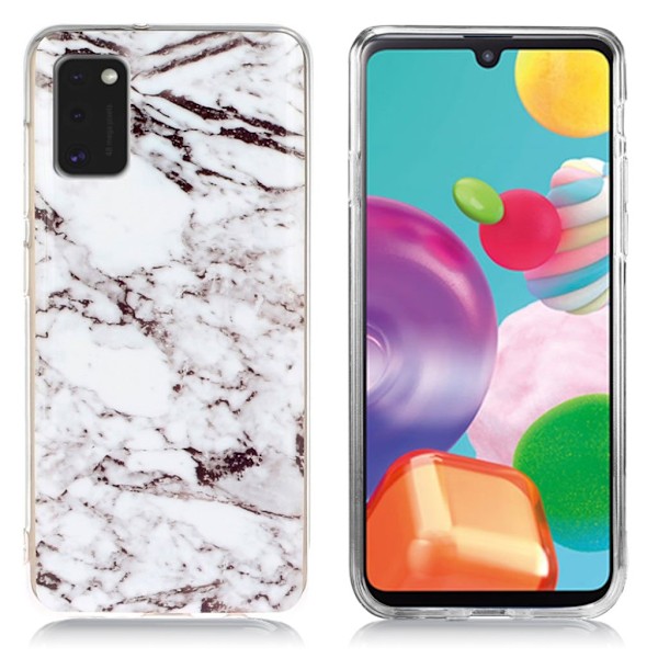 Marble Samsung Galaxy A41 veske - Grå Marmor Silver grey