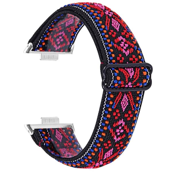 Huawei Watch Fit 3 Nylon Watch Strap Pattern Print Adjustable Elastic Wrist Band - 15# Red