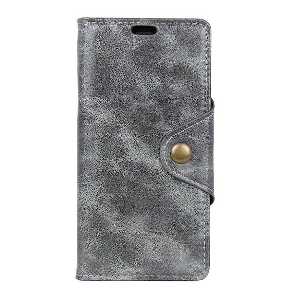 Sony Xperia 10 Plus tekstureret læder etui - Grå Silver grey