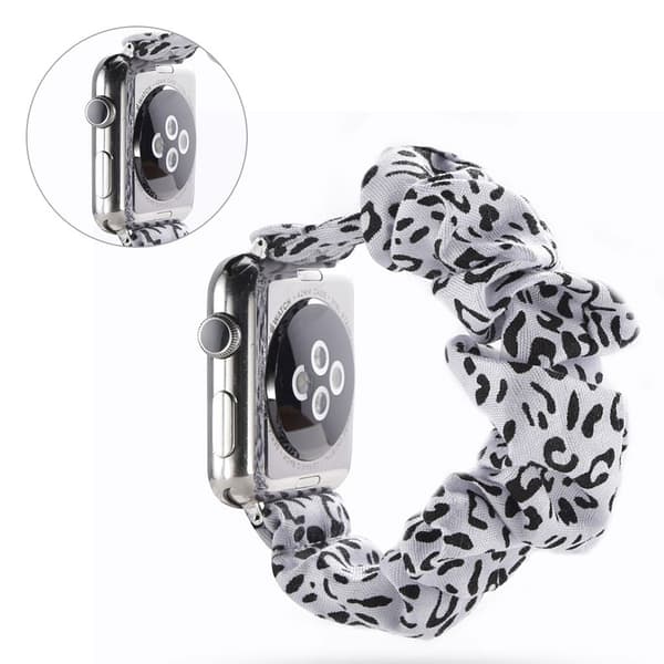 Apple Watch Series 5 44mm stof Mønster urrem - Hvid Leopard White