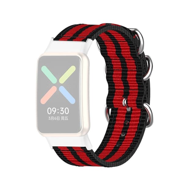 Oppo Watch Free nylon urrem - Sort / Rød Red