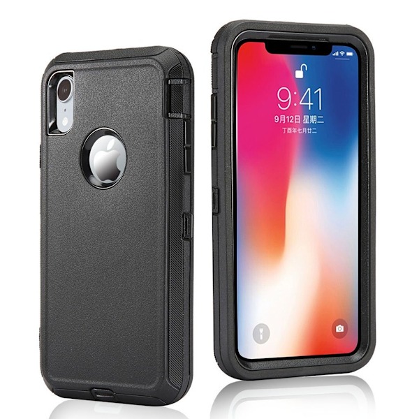 iPhone Xr mobilskal plast silikon stötdämpande – Helsvart Svart