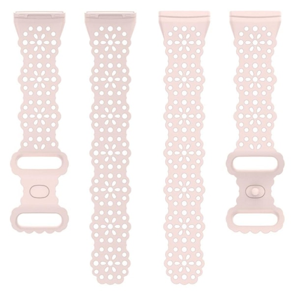 Fitbit Versa 4 / Sense 2 / Versa 3 / Sense lace flower style urrem - Sand Pink Pink