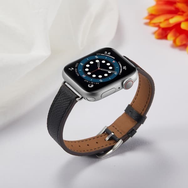 Urrem i læder med krydsstruktur til Apple Watch 42mm - 44mm - Sort Black