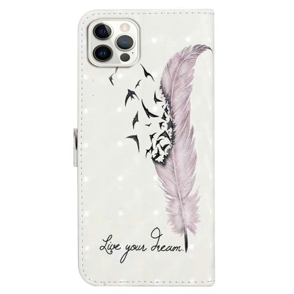 iPhone 16 Pro Max Case Flip Wallet 3D Pattern Leather Phone Cover - Fjer Purple