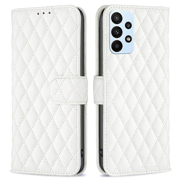 Rombemønster, matt flip-deksel for Samsung Galaxy A23 - Hvit White