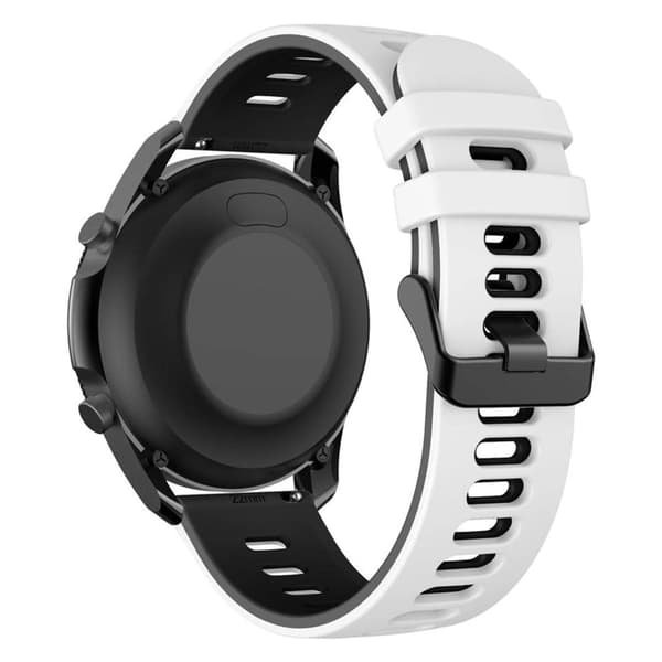 22mm Universal kaksivärinen silikoni ranneke - Valkoinen / Musta White