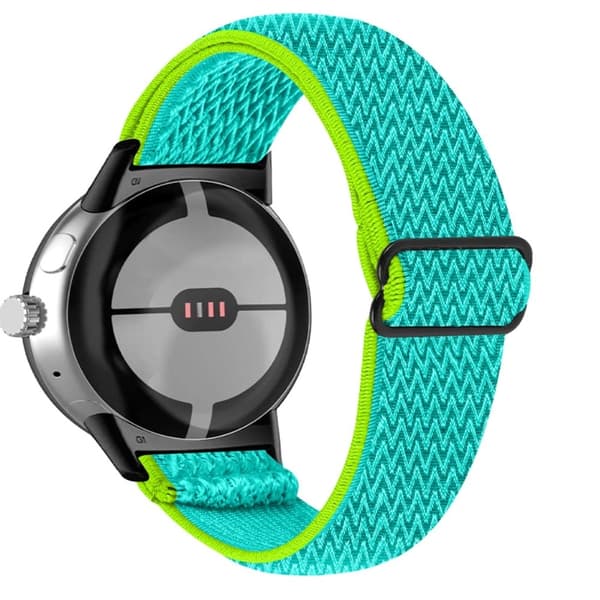 Elastisk klokkerem i vevd stil til Google Pixel Watch med svart kontakt - Gulgrønn Green