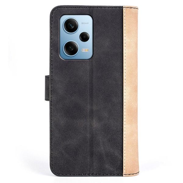 Tvåfärgat Xiaomi Redmi Note 12 Pro fodral i läder - Svart Svart