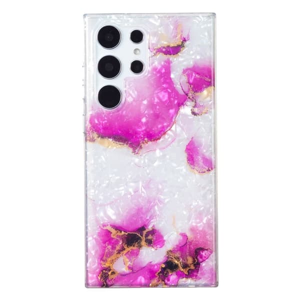 Marble Samsung Galaxy S22 Ultra Etui - Rød Klinkekule Pink