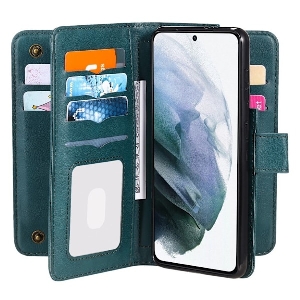 10-slot Pung Etui til Samsung Galaxy S21 Plus - Mørkegrøn Green
