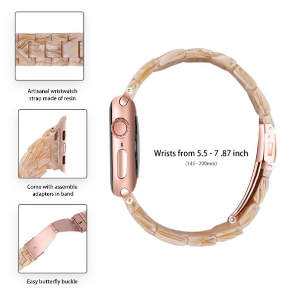 Apple Watch SE 2022 (40 mm) urrem med 3 perler i resin med klart cover - Silke Hvid White