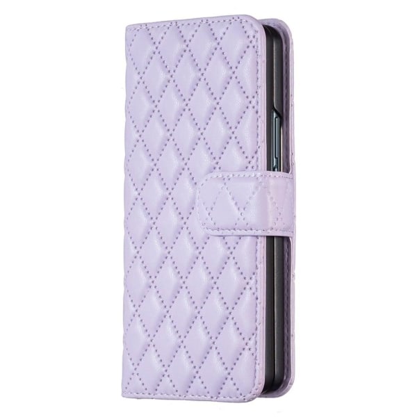 Rhombus pattern matte flip case for Samsung Galaxy Z Fold3 5G - Purple