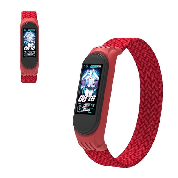 Xiaomi Mi Band 5 / 4 / 3 elastisk nylon-urrem - Rød / Størrelse: L Red