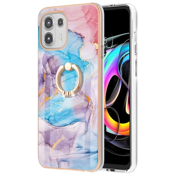 Marble Patterned Suojakuori With Ring Holder For Motorola Edge 20 Lite - Milky Way Marble Blue Multicolor