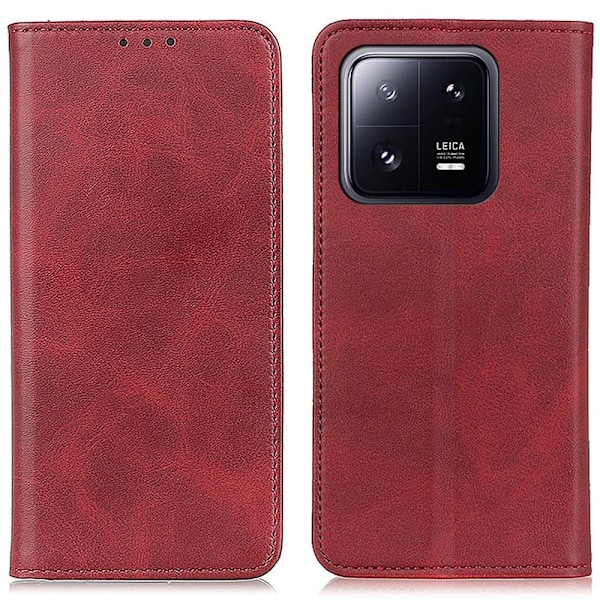 Plånboksfodral i Äkta Läder till Xiaomi 13 - Röd Röd