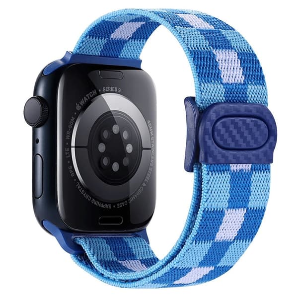 Apple Watch Series 49mm - 45mm - 44mm - 42mm Nylon klockarmband - Pläd Blå Blå