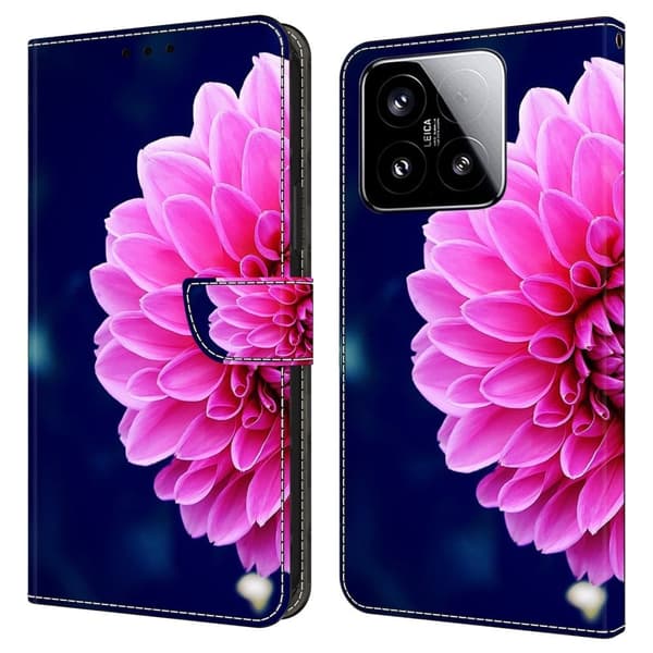 Xiaomi 15 Case 3D Pattern Vegansk Læder Wallet Phone Cover with Stand - Lyserøde Blomster Pink