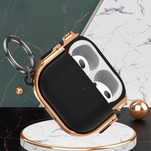 AirPods 3 electroplating case with ring buckle - Rose Gold / Bla Guld