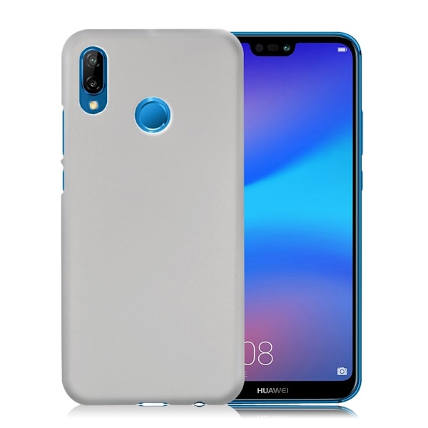 Huawei P20 Lite / Nova 3e mobilskal skyddande i plast material gummi - Vit Vit