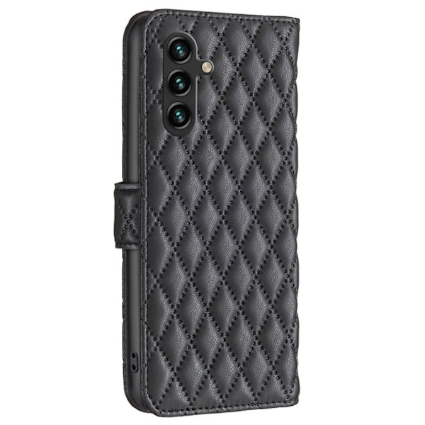 Rhombus mat Samsung Galaxy A15 flip etui - Sort Black