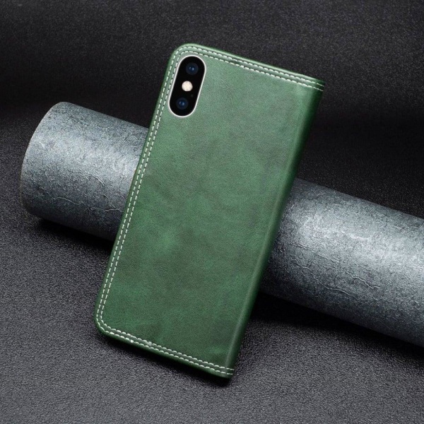 Binfen Two-color Nahkakotelo For iPhone Xs Max - Vihreä Green