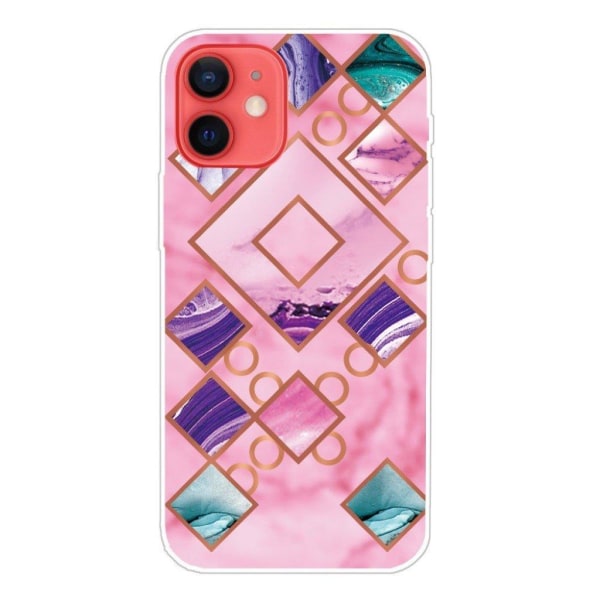 Marble iPhone 12 Mini case - Rose in Diamond shapes Pink