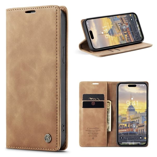 CaseMe iPhone 15 Pro Vintage Etui - Brun Brown