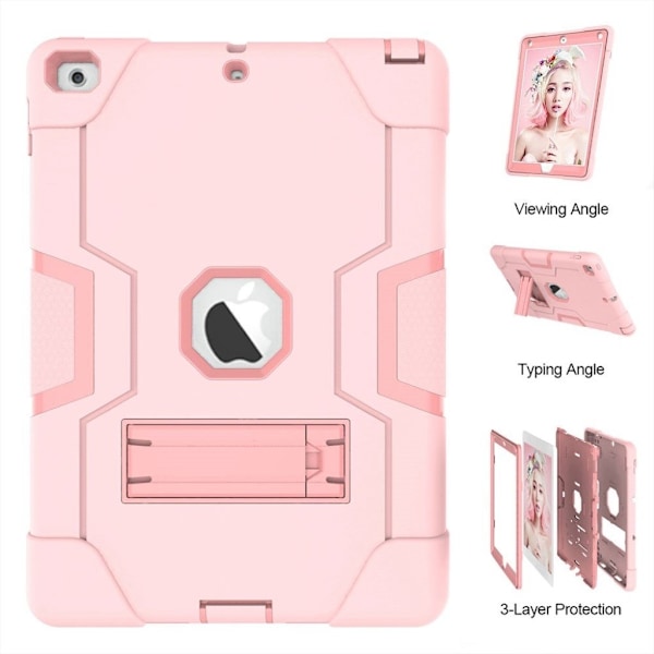 iPad (2017) bi-farve silikone hybrid etui - Pink Pink