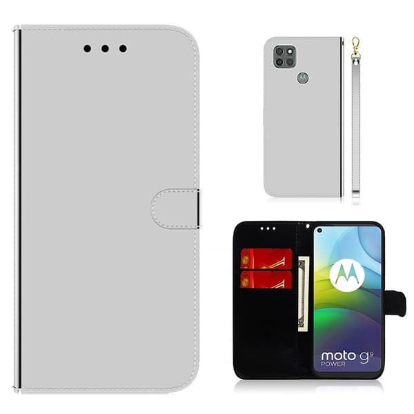 Mirror Motorola Moto G9 Power flip case - Hopea Silver grey