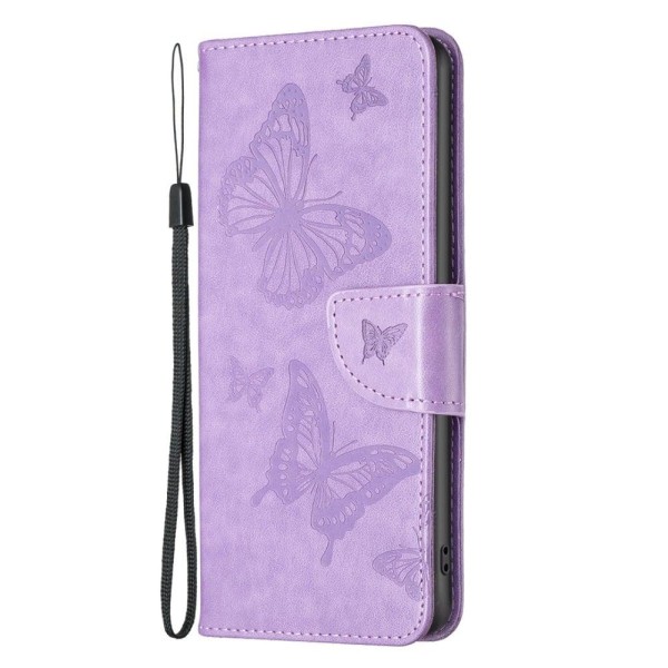 Butterfly iPhone 14 nahkakotelo - Violetti Purple