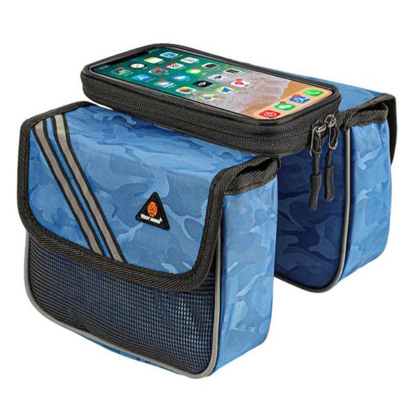 WESTBIKING waterproof bicycle bag with touch screen view - Blue Blå