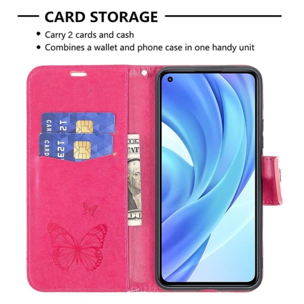 Butterfly Xiaomi 11 Lite 5g Ne / Mi 11 Lite 5g / 11 Lite Läppäkotelo - Rose Pink