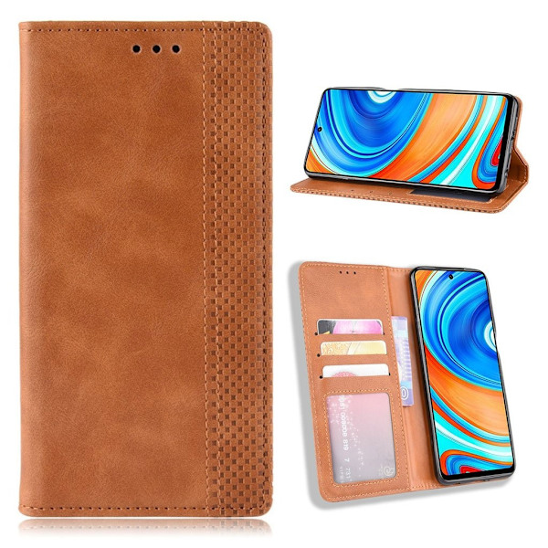 Bofink Vintage Xiaomi redmi Note 9S / Note 9 Pro / 9 Pro Max lærveske - Brun Brown
