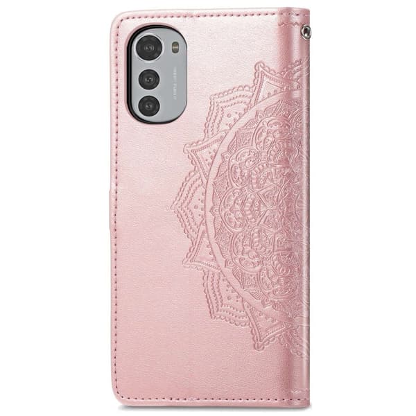 Mandala Motorola Moto E32 Flip Etui - Rødguld Pink