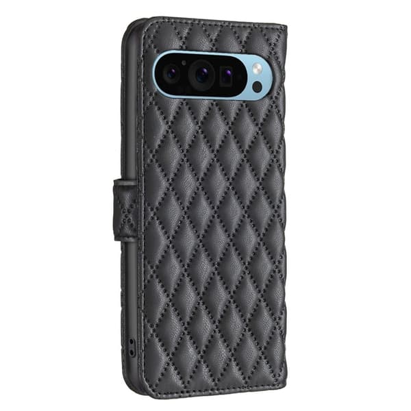 Rombuskuvioinen matta läppäkotelo Google Pixel 9 - Musta Black
