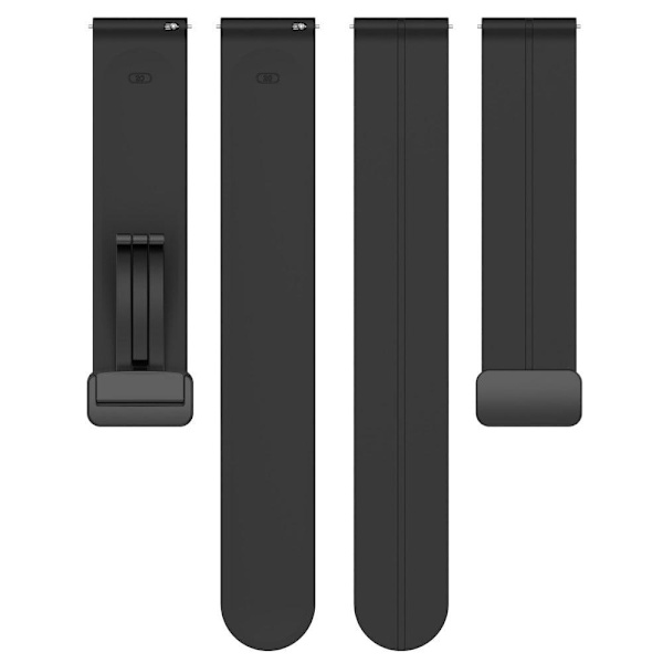 20 mm universellt klockarmband i silikon med magnetiskt vikbart spänne - Svart Svart