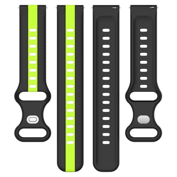 22 mm universal tofarget klokkerem i silikon - Svart / Lime Green