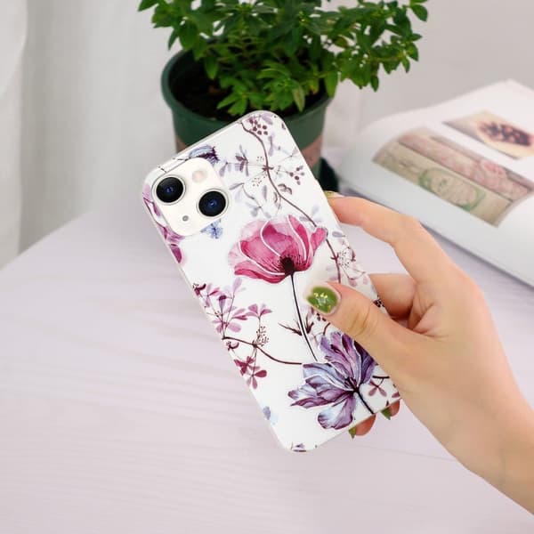 Marble iPhone 15 Plus Suojakotelo - Electroplated Lotus Purple