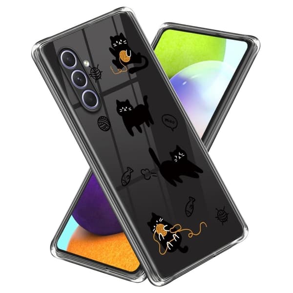 Deco Samsung Galaxy A14 Suojakotelo - Kissa Knitting Black