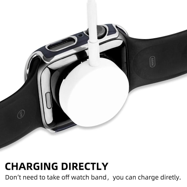 Apple Watch SE 2022 (44mm) suojakuori ja silikonisuojus karkaistulla lasilla - Sininen / Hopea Blue