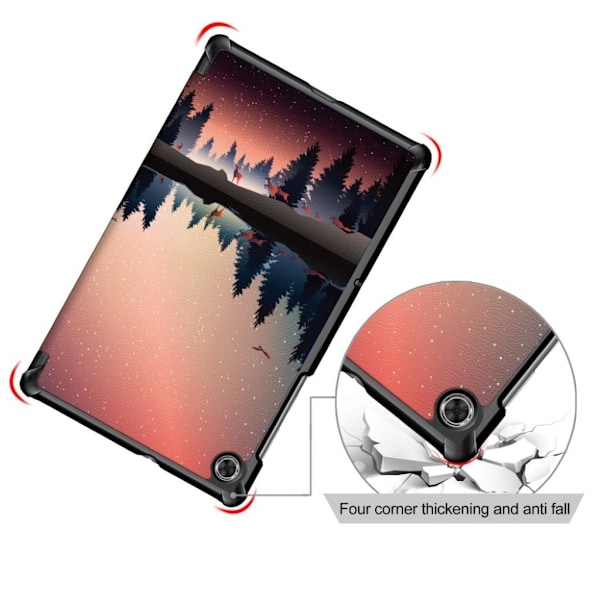 Lenovo Tab M10 FHD Plus tri-fold mønster læderetui - Træ Og Træ Multicolor