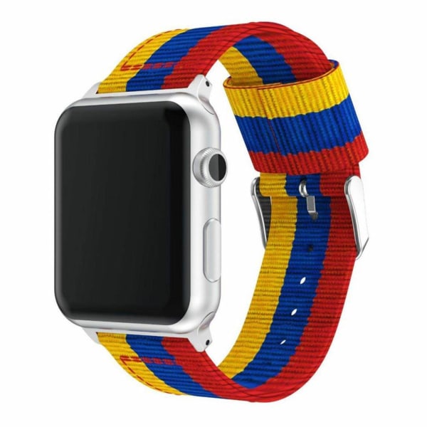 Apple Watch Series 4 40mm erstatnings urrem i nylon med farver - Gul/Blå/Rød Multicolor