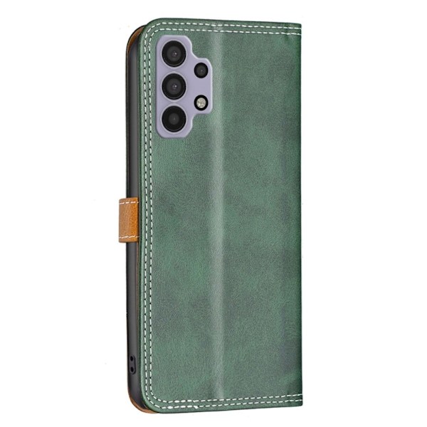BINFEN kaksivärinen nahkakotelo Samsung Galaxy M32 5G / Samsung Galaxy A32 5G - Vihreä Green