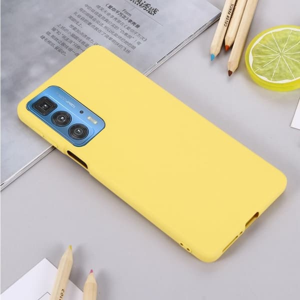 Matte Liquid Silikone Cover til Motorola Edge 20 Pro - Gul Yellow